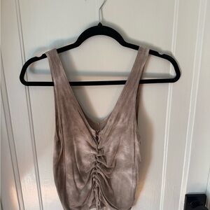 American Eagle Outfitters Ruched Beige Tank Top
